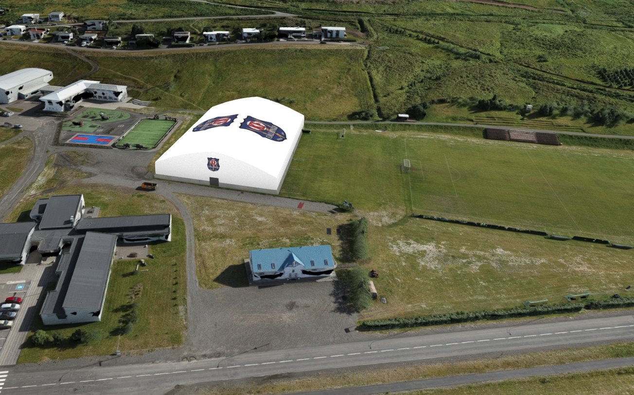 Tölvuteiknuð mynd af afstöðu hússins.